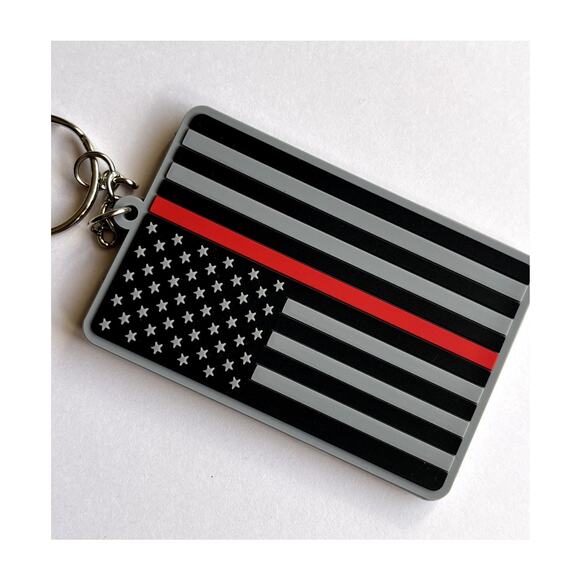 Thin Red Line American Flag Keychain - Picture 4 of 7